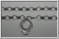 Kette, Rolo-Chain, mit Karabiner u. Charm-Tr�ger, 7mm, silberfb., Metall, 1 Stk. (50cm)