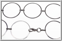 Kette, rund, mit Karabiner, 25mm, silberfb., Metall, 1 Stk. (100cm)