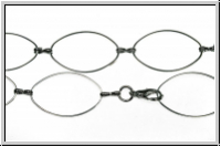 Kette, oval, mit Karabiner, 26x16mm, silberfb., Metall, 1 Stk. (100cm)