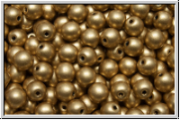 b�hm. Glasperle, rund, 4mm, gold, met., satin, 50 Stk.
