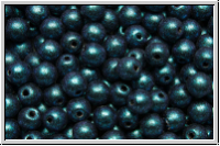 b�hm. Glasperle, rund, 4mm, teal, met., antique, 50 Stk.