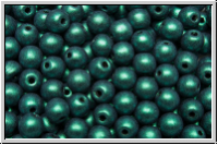 b�hm. Glasperle, rund, 4mm, green, dk., met., suede, 50 Stk.