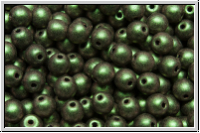 b�hm. Glasperle, rund, 4mm, olivine, met., antique, 50 Stk.