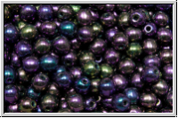 b�hm. Glasperle, rund, 4mm, purple, met., iris., 50 Stk.