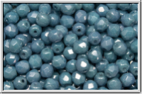 B�hm. Glasschliffperle, feuerpol., 4mm, white, alabaster, blue/grey marbled, 50 Stk.