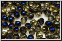 Mushroom Beads, 4mm, crystal, trans., california blue, 25 Stk.