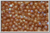 b�hm. Glasperle, rund, 3mm, crystal, trans., orange AB, matte, 50 Stk.