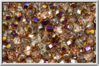B�hm. Glasschliffperle, feuerpol., 4mm, crystal, trans., half sliperit, 50 Stk.