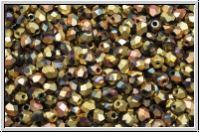 B�hm. Glasschliffperle, feuerpol., 3mm, california pink, met., matte, 50 Stk.