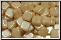 TILE-Beads, diagonal, 6x6mm, Farbe, white, alabaster, champagne luster, 25 Stk.