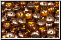 Linsen, 6x2,5mm, 2-Loch, topaz, lt., trans., half capri gold, 50 Stk.