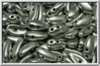 Chili-Beads, 2-Loch, 11x4mm, silver, met., satin, 25 Stk.