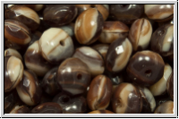 b�hm. Schliffperle, Donut, 4x6mm, brown/beige, op., meliert, 20 Stk.