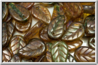 Bl�tter, 14x9mm, front-drilled, topas/green, trans., picasso, 10 Stk.