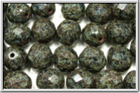 B�hm. Glasschliffperle, feuerpol., 8mm, black, op., picasso, 10 Stk.