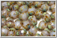 B�hm. Glasschliffperle, Olive, 8x6mm, lavender, opal, picasso, 10 Stk.