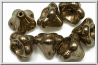 Flower "Big Bells", 10x13mm, bronze, gold, met., 7 Stk.