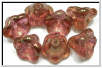 Flower "Big Bells", 10x13mm, crystal, trans., rose gold luster, 7 Stk.