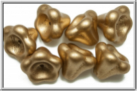 Flower "Big Bells", 10x13mm, gold, met., satin, 7 Stk.