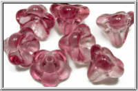 Flower "Big Bells", 10x13mm, crystal, trans., pink luster, 7 Stk.