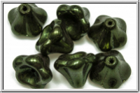 Flower "Big Bells", 10x13mm, green, met., 7 Stk.