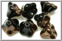 Flower "Big Bells", 10x13mm, black, op., half copper, 7 Stk.