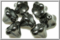 Flower "Big Bells", 10x13mm, hematite, met., 7 Stk.