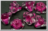 Flower "Big Bells", 10x13mm, crystal, trans., light pink-ld., 7 Stk.