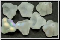 Flower "Big Bells", 10x13mm, crystal, trans., matte, AB, 7 Stk.