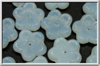 B�hm. Glasperle, Flower "flach", 14mm, white, opal, 5 Stk.