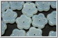 B�hm. Glasperle, Flower "flach", 12mm, white, opal, 5 Stk.