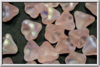 B�hm. Glasperle, Flower "Bells", 8x9mm, rose, trans., matte, AB, 25 Stk.