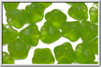 B�hm. Glasperle, Flower "Bells", 8x9mm, peridot, trans., 25 Stk.