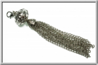 Quaste "Seerose", mit Karabiner, ca. 10cm, antiksilberfb., Tibetsilber, 1 Stk.