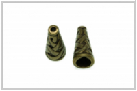 Perlenkappe (-cone) "Celtic", 18x8mm, antikmessingfb., Tibetsilber, 2 Stk.