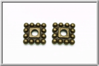 Spacer "Square Daisy", 7x1,7mm, antikmessingfb., Tibetsilber, 10 Stk.