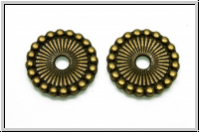 Spacer "Sonnenrad", 12x2,1mm, antikmessingfb., Tibetsilber, 10 Stk.
