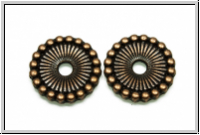 Spacer "Sonnenrad", 12x2,1mm, antikkupferfb., Tibetsilber, 10 Stk.