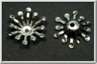 Perlenkappe "Strahlenkranz", 4x12mm, silberfb., Eisen, 5 Stk.