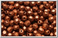 B�hm. Glasschliffperle, feuerpol., 4mm, copper, dk., met., satin, 50 Stk.