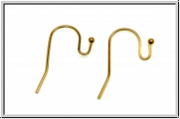 Ohrhaken "Perle", 21x12x0,7, goldfb., Messing, 1 Paar
