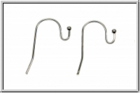 Ohrhaken "Perle", 21x12x0,7, silberfb., Messing, 1 Paar