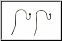 Ohrhaken "Perle", 21x12x0,7, antiksilberfb., Messing, 1 Paar
