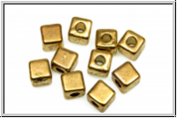 Spacer "Cube", 4x4x4mm, goldfb., Tibetsilber, 10 Stk.