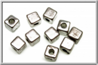 Spacer "Cube", 4x4x4mm, silberfb., Tibetsilber, 10 Stk.