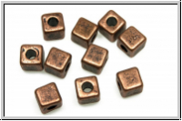 Spacer "Cube", 4x4x4mm, antikkupferfb., Tibetsilber, 10 Stk.