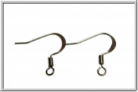 Ohrhaken "Fischhaken, flach", 16x16x0,6mm, antiksilberfb., Messing, 1 Paar