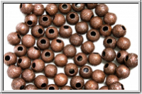 Spacer "Kugel, Stardust", 4mm, antikkupferfb., diamantiert, Messing, 10 Stk.