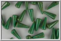 Spike Beads, 5x13mm, turquoise, opaque, picasso, 10 Stk.