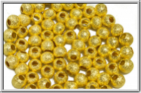 Spacer "Kugel, Stardust", 4mm, goldfb., diamantiert, Messing, 10 Stk.